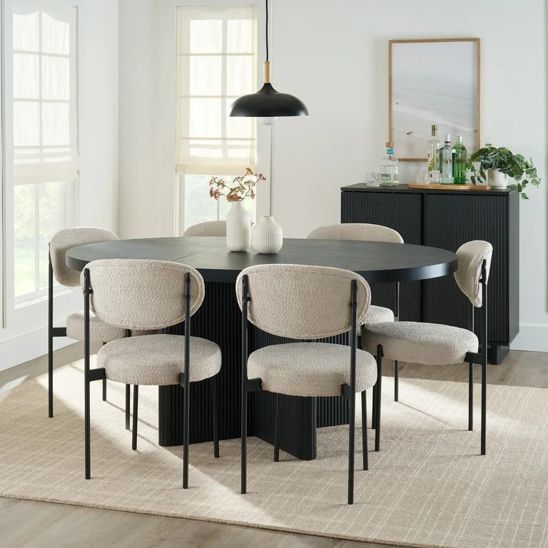 Better Homes & Gardens Lillian Fluted Round Expandable Dining Table, Black Wood Finish | Walmart (US)