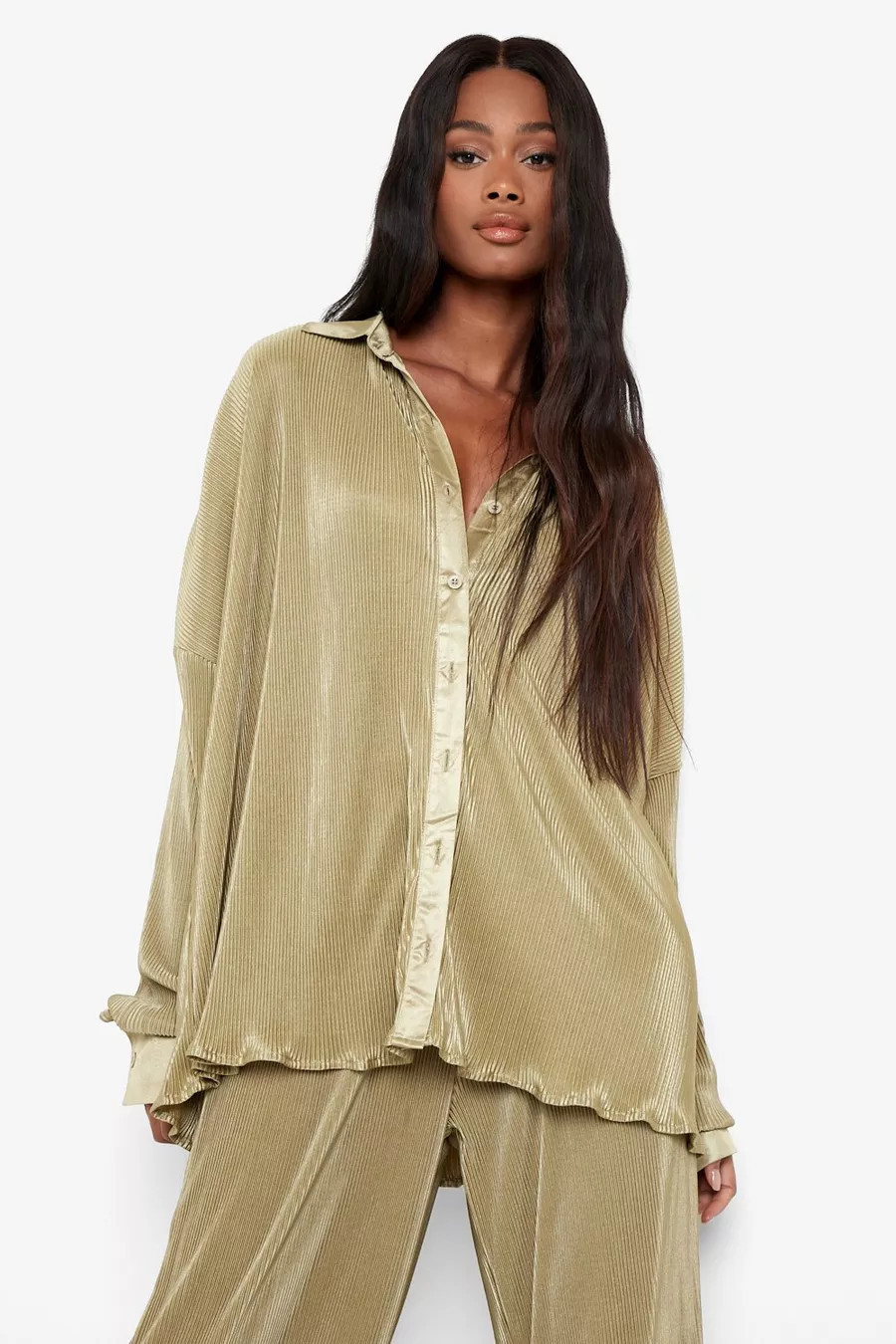 Premium Oversized Plisse Blouse | Boohoo.com (NL)