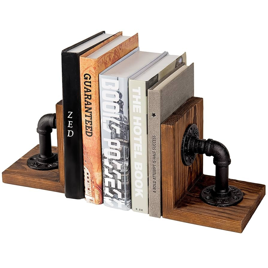 Book Ends,Bookends Decorative,Book Holders for Shelves,Rustic Wood Decorative Bookends,with Reali... | Amazon (US)