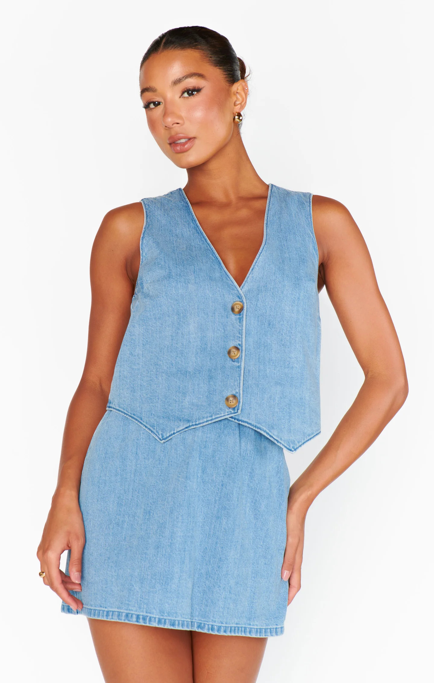 Vicky Vest Top ~ Black Denim | Show Me Your Mumu