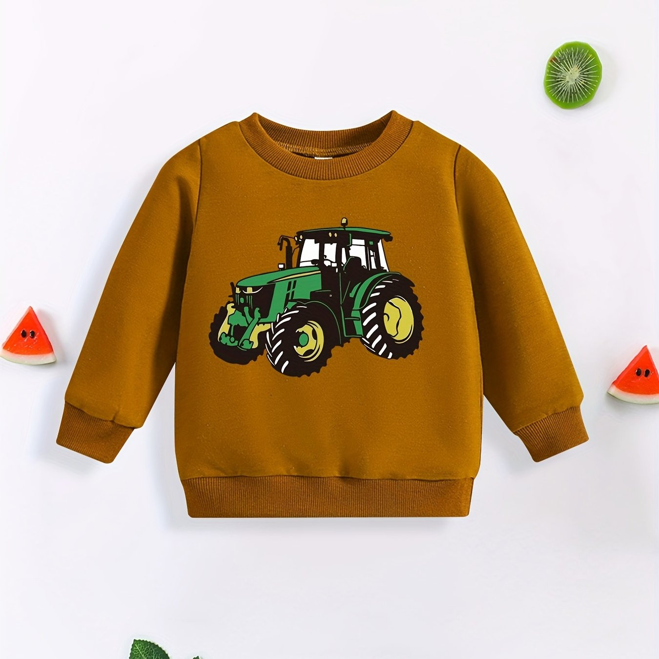 Baby Spring Autumn Pullover Long Sleeve Cute Tractor Print - Temu | Temu Affiliate Program