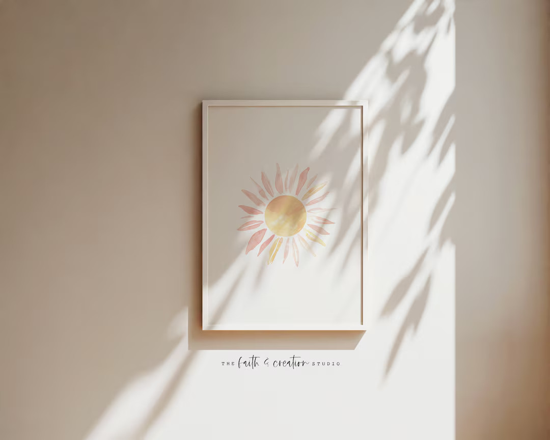Sun Print, Watercolor Sun Wall Art, Kids Room Art, Boho Nursery Decor, Girls Room Decor, Nursery ... | Etsy (US)