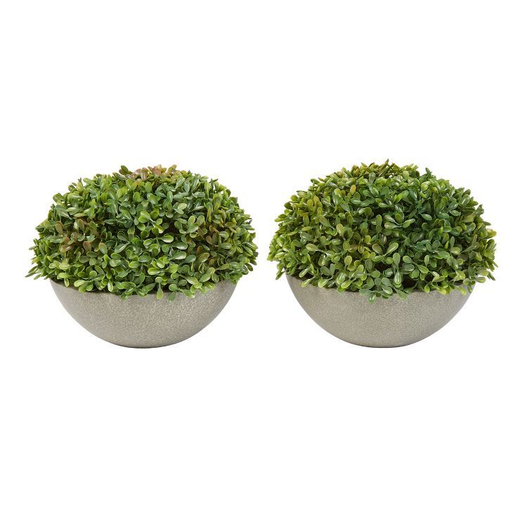 Nature Spring Set of 2 Faux Boxwood Matching Realistic 6" Tall Topiary Arrangements in Decorative... | Target