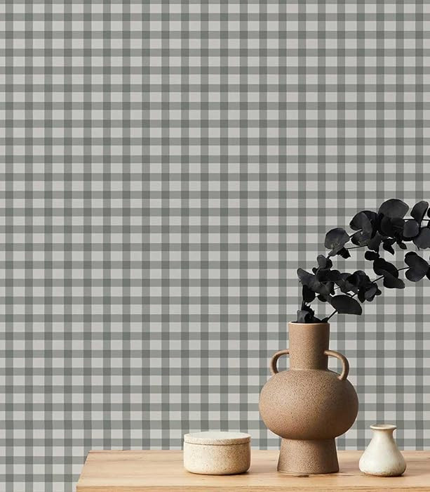 Plaid Wallpaper 17.3" × 16.4 FT Striped Peel and Stick Wallpaper for Bathroom Bedroom Nursery Sh... | Amazon (US)