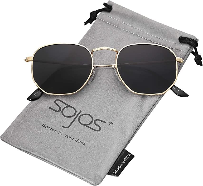 SOJOS Small Square Polarized Sunglasses for Men and Women Polygon Mirrored Lens SJ1072 | Amazon (US)