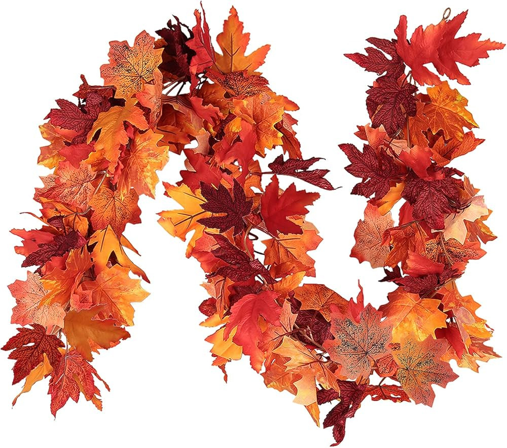 RECUTMS 2PCS Hanging Maple Leaf Garland Artificial Fall Leaf Garland Fake Autumn Leaves for Indoo... | Amazon (US)