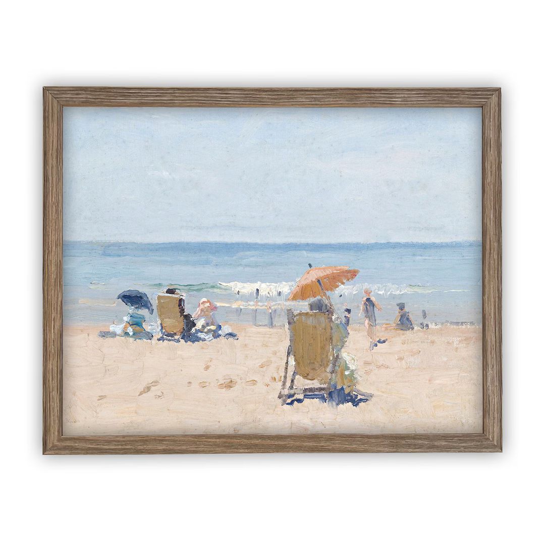Vintage Framed Canvas Art  // Framed Vintage Print // Vintage Seascape Painting // Coastal Beach ... | Etsy (US)