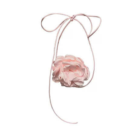 Flower Choker Necklace Neck Flower Choker Vintage Style Large Flower Choker Elegant Dress Jewelry Big Flower Necklace for Bride Halloween Pink | Walmart (US)