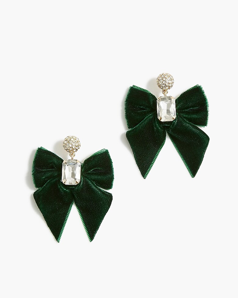 Velvet bow crystal statement earrings | J.Crew Factory