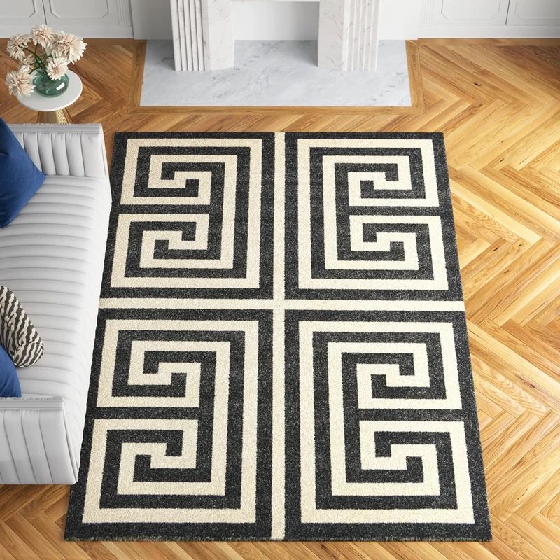 Tobiah Power Loom Black/Ivory Rug | Wayfair North America