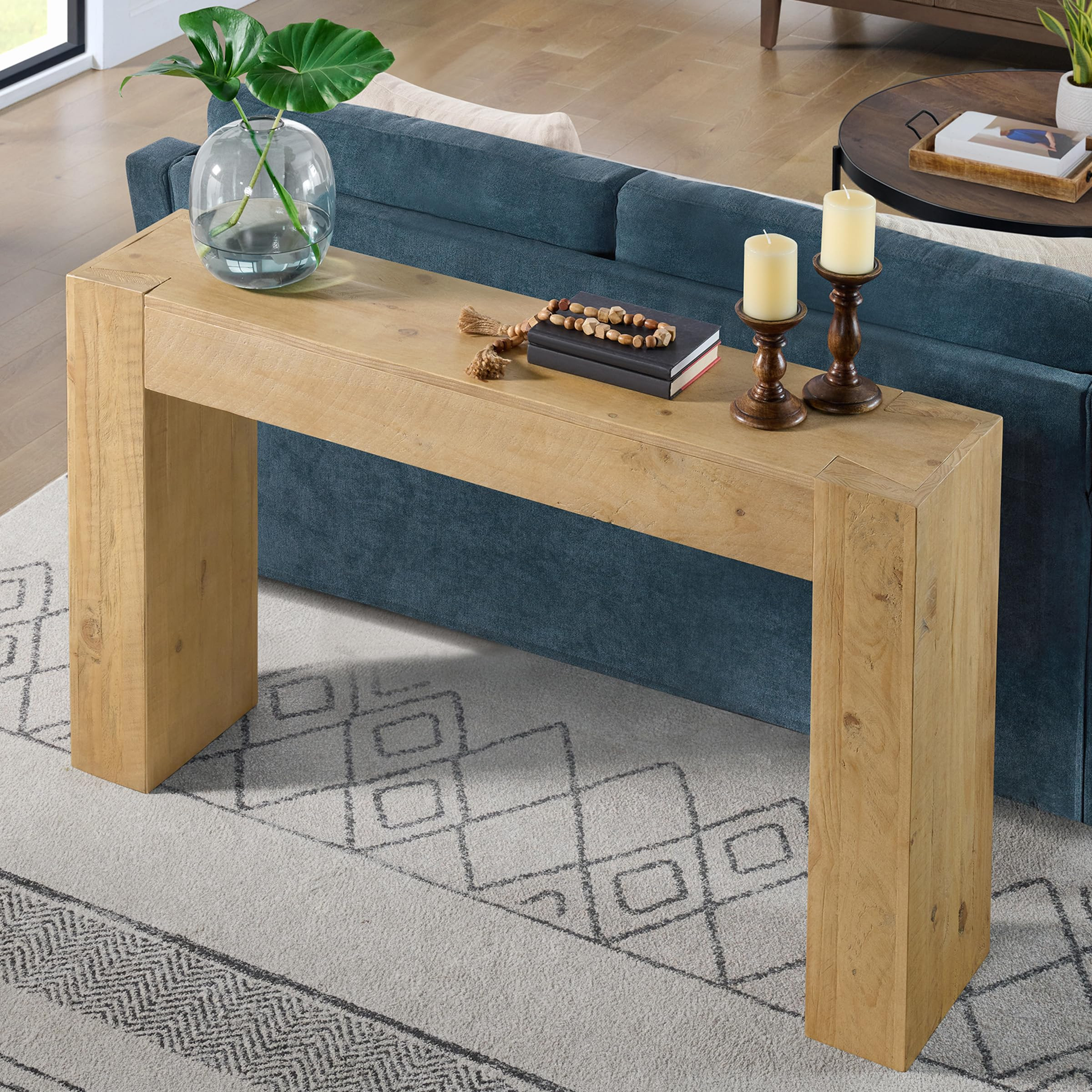 Alaterre Furniture Stockyard Solid Wood Console Table - 56 Inch Modern Farmhouse Entryway Table -... | Amazon (US)