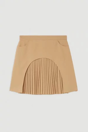 Tailored Military Pleat Mini Skirt | Karen Millen UK + IE + DE + NL
