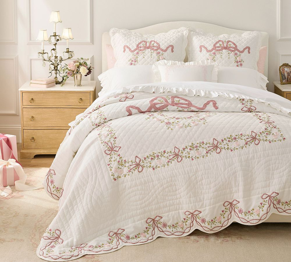 LoveShackFancy Bow Embellished Quilt | Pottery Barn (US)