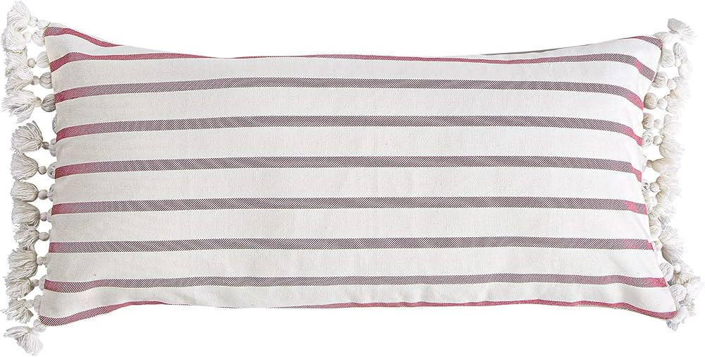 Levtex Home - Joy Birds Christmas Decorative Pillow (14x30in.) - Stripe - Red Taupe White | Amazon (US)