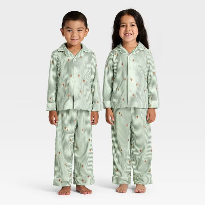 Toddler Gingerbread Striped Long Sleeve Shirt and Pants Holiday Matching Family Pajama Set - Wondershop™ Cream 3T | Target