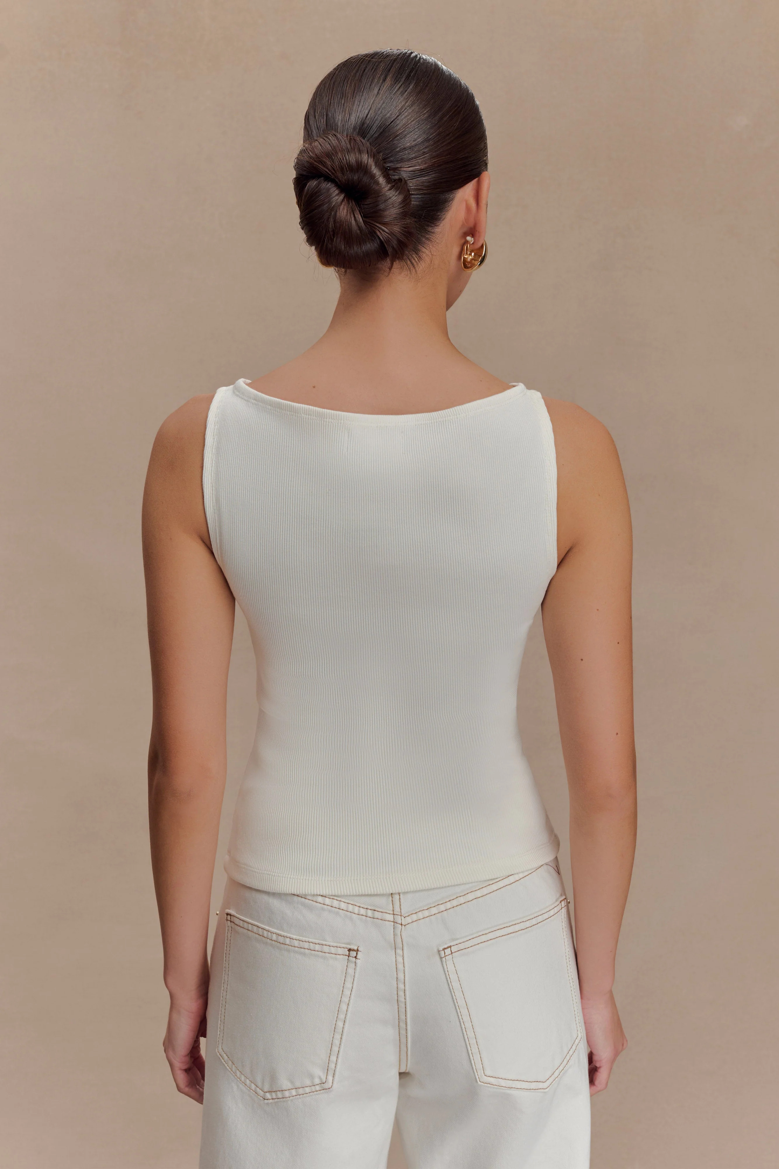 Coraline Panelled Sleeveless Top - White | MESHKI US