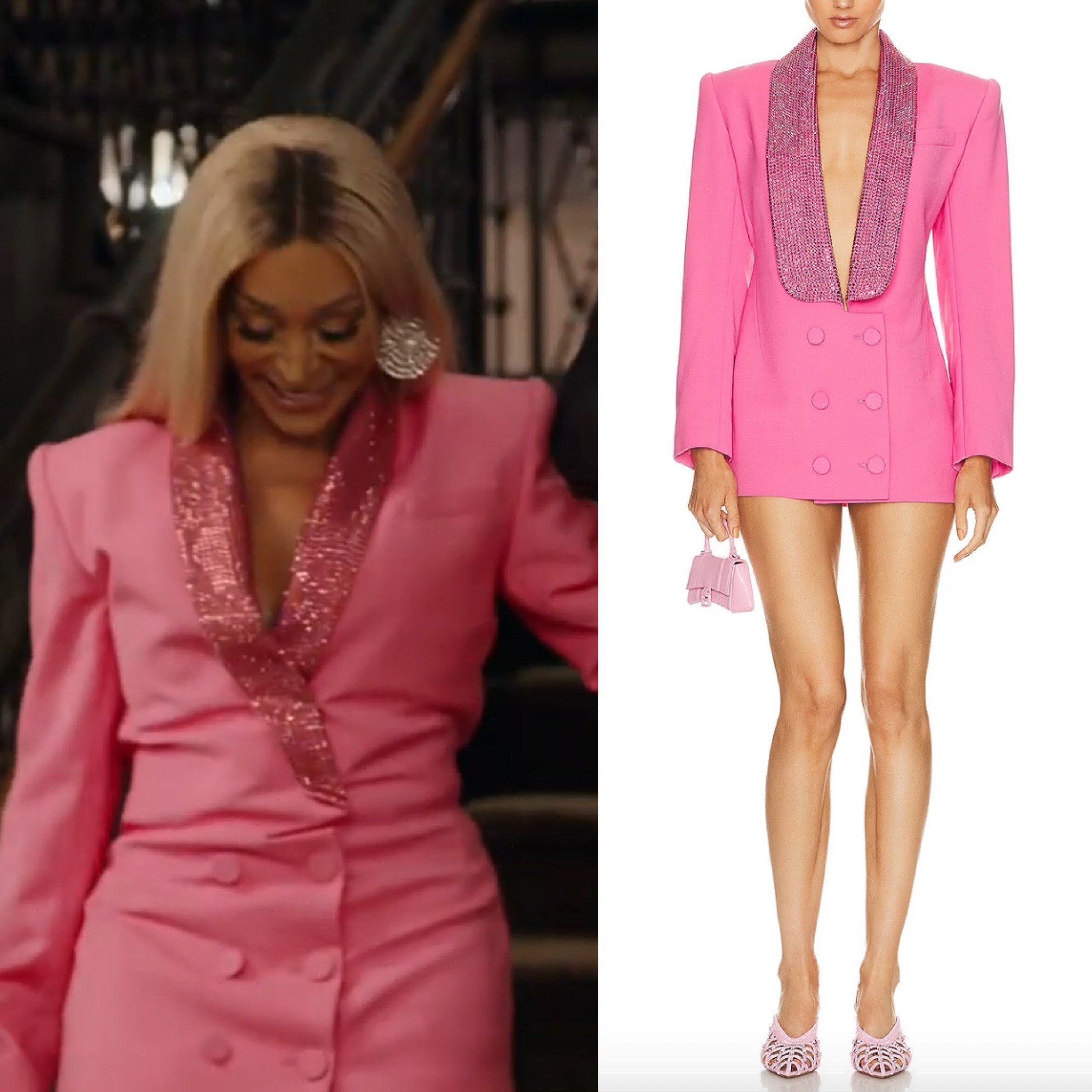 Karen Huger’s Pink Embellished Blazer Dress 