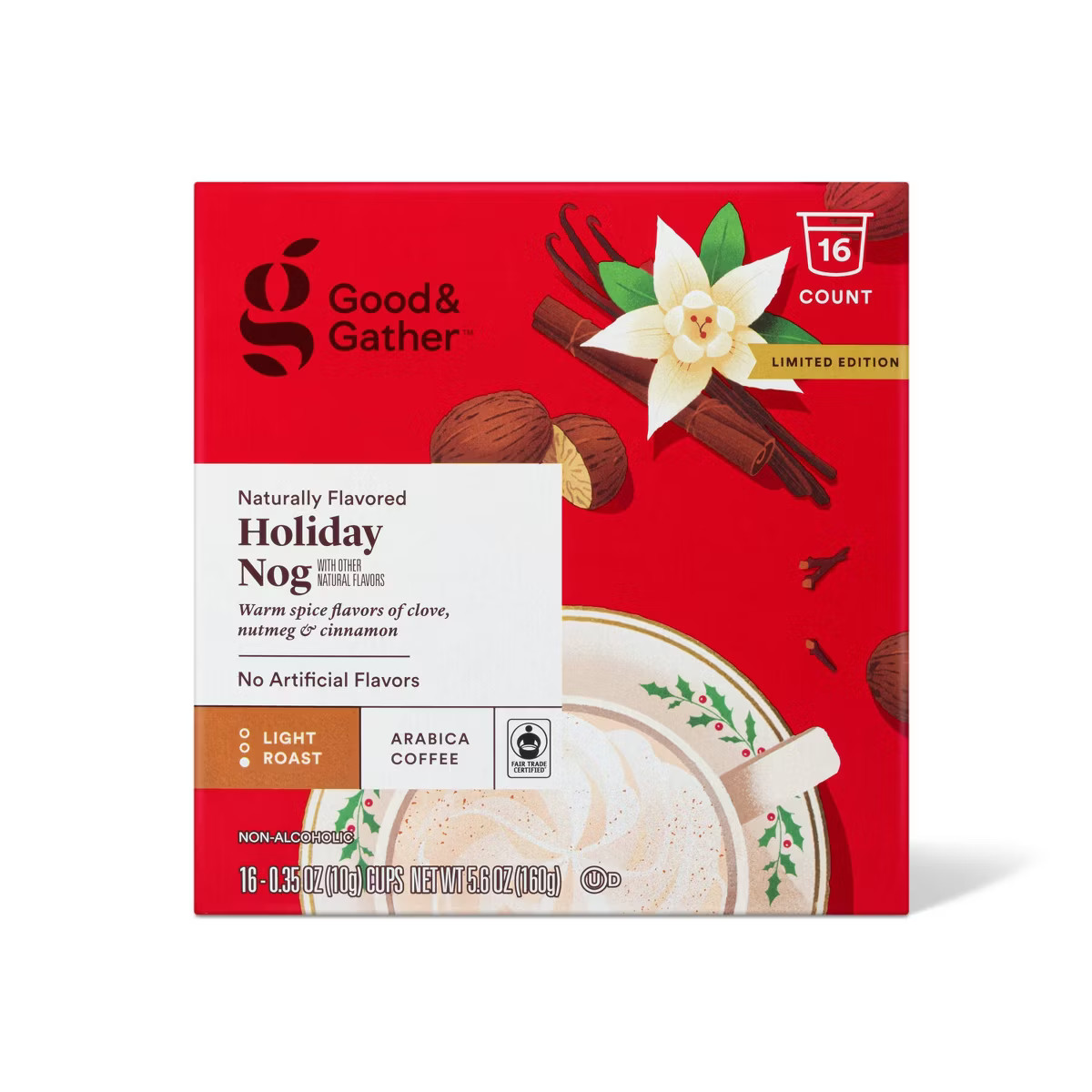 Naturally Flavored Holiday Nog Light Roast Coffee - 16ct - Good & Gather™ | Target