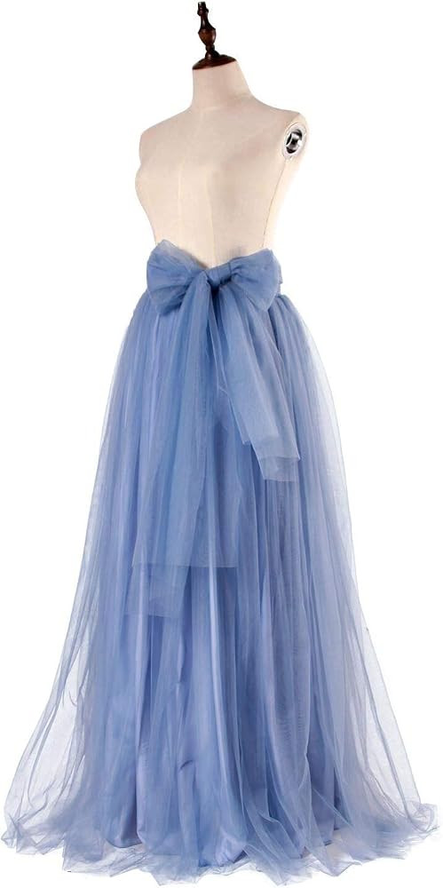 Women Wedding Long Maxi Puffy Tulle Skirt Floor Length A Line with Bowknot Belt High Waisted for ... | Amazon (US)