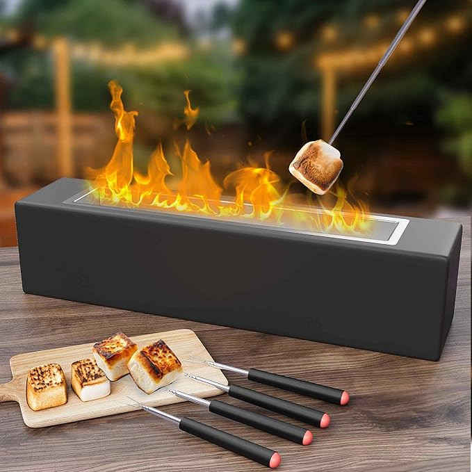 Tabletop Fire Pit Concrete Outdoor/Indoor Fire Pit Tabletop Decorations, Rectangular Table Top Fi... | Amazon (US)