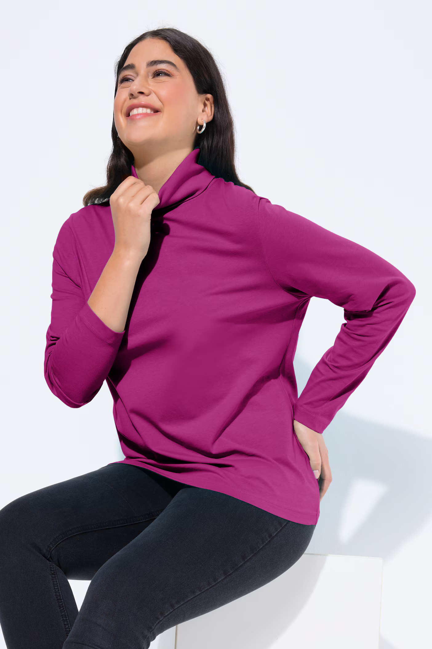 Basic Long Sleeve Slim Fit Turtleneck | Ulla Popken - US