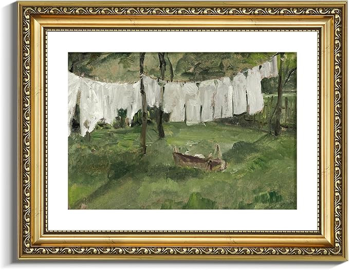 VIYYIEA Gold Framed Wall Art Canvas Print Home Decor Vintage Laundry Room Art Prints Antique Coun... | Amazon (US)