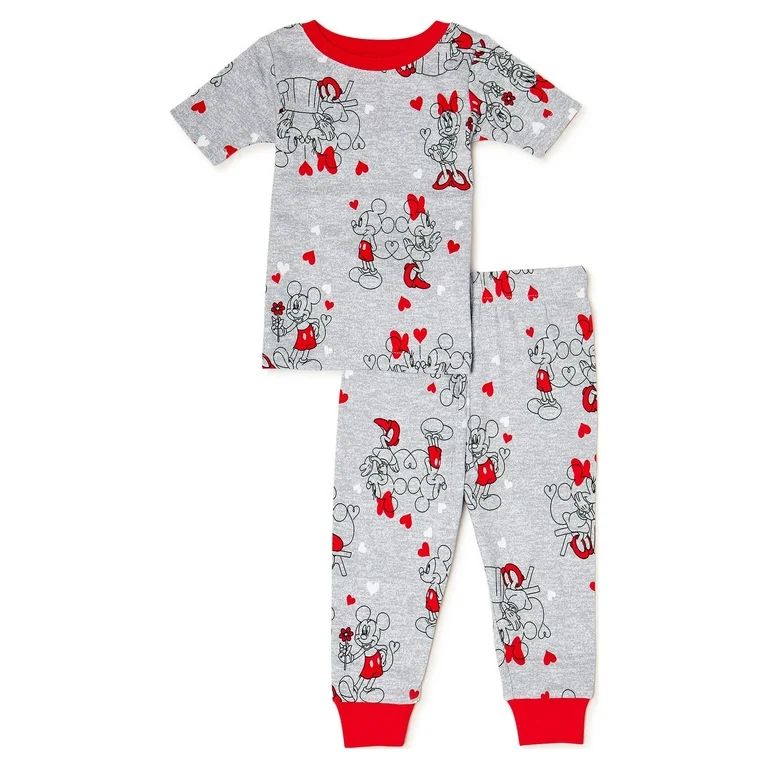 Valentine's Day Mickey Mouse Unisex Baby and Toddler Cotton Pajama Set, 2-Piece, Sizes 12M-5T - W... | Walmart (US)