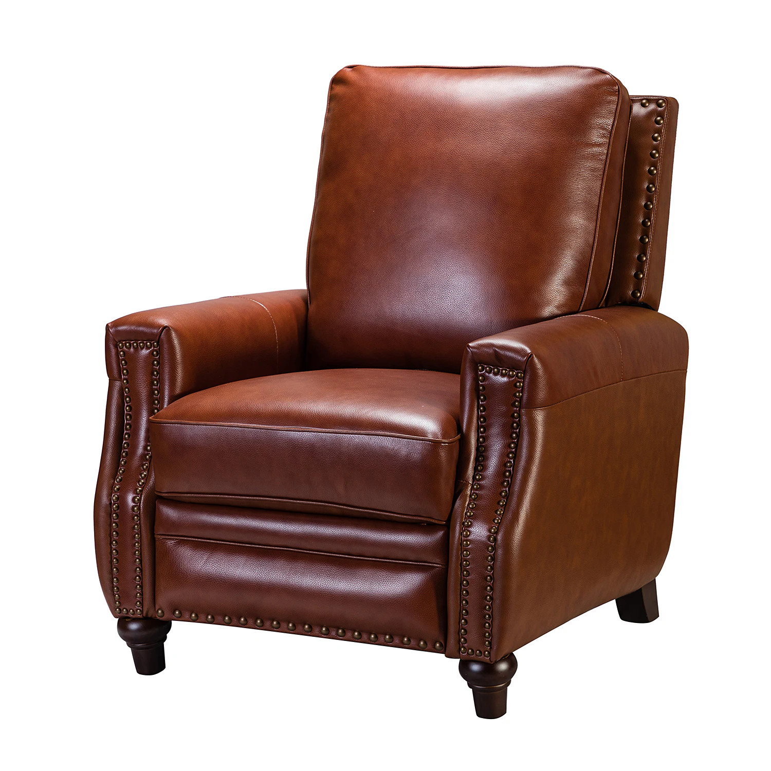 14 Karat Home Brown Leather Upholstered Recliner | RCLB0191-BROWN | Lowe's