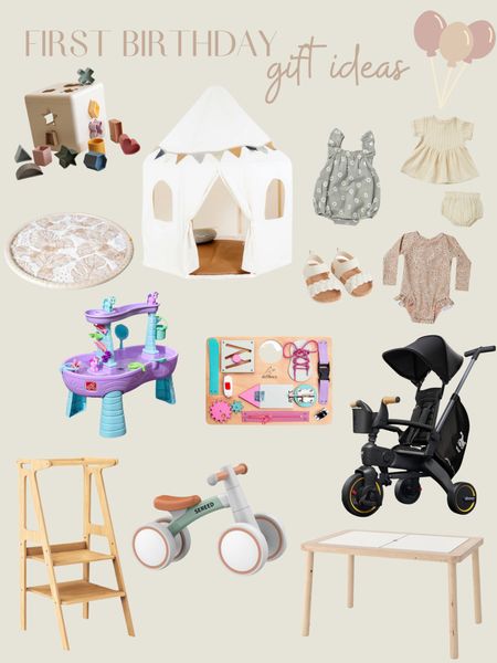 first birthday gift ideas ✨

first birthday gift guide / 12 month old / 1st birthday / gift ideas / doona trike / ikea sensory table / the tot tower / mushie shape sorter / Quincy Mae spring summer clothes / busy board / balance bike / water table / splash pad / baby girl / baby items / gathre tent / play tent 

#LTKkids #LTKbump #LTKbaby