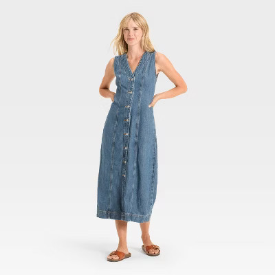 Women's Denim Button-Down Ankle Dress - Universal Thread™ | Target