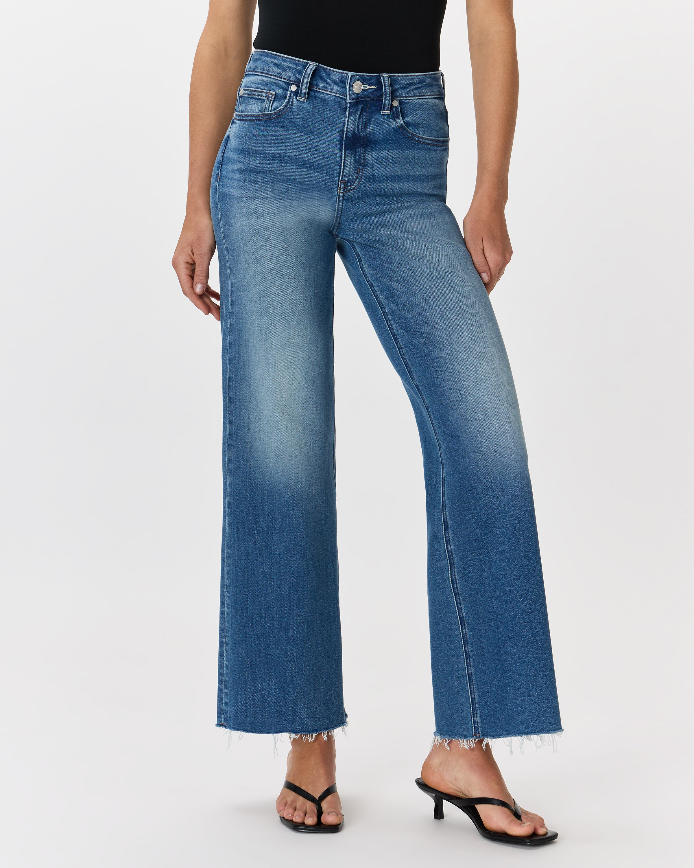 Quince | Women's Bella Stretch Wide Leg Jeans in Twilight Blue Fray, Size 29, Organic Cotton | Quince
