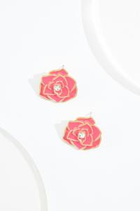 Derby Enamel Rose Earrings | Cato Fashions