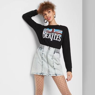 Women's High-Rise Zip Front Denim Mini Skirt - Wild Fable™ Acid Wash | Target