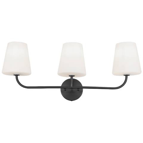 Eleanor 26" Wide 3 Light Matte Black Vanity Light - #2614A | Lamps Plus | Lamps Plus