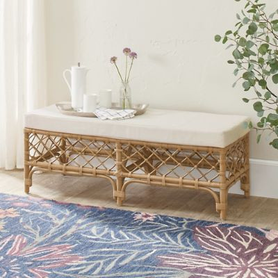 Poppy Rattan Bench | Grandin Road | Grandin Road