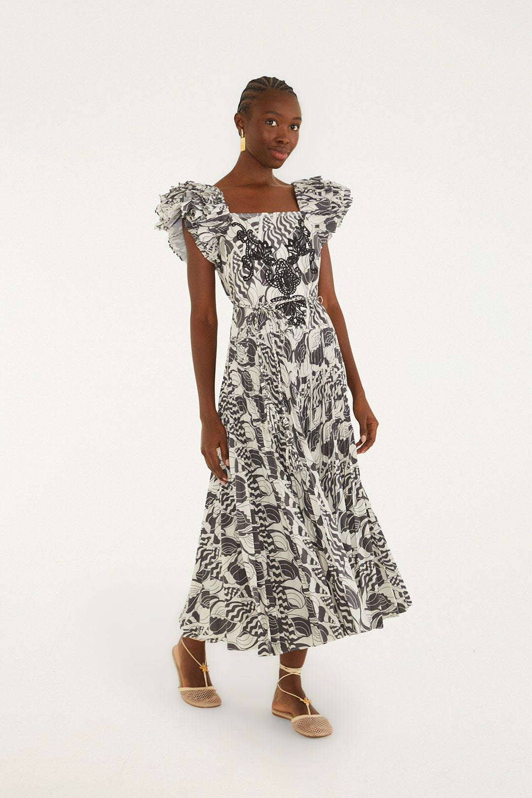 Sand Seashell Serenade Pleated Maxi Dress | FARM Rio | FarmRio (US)