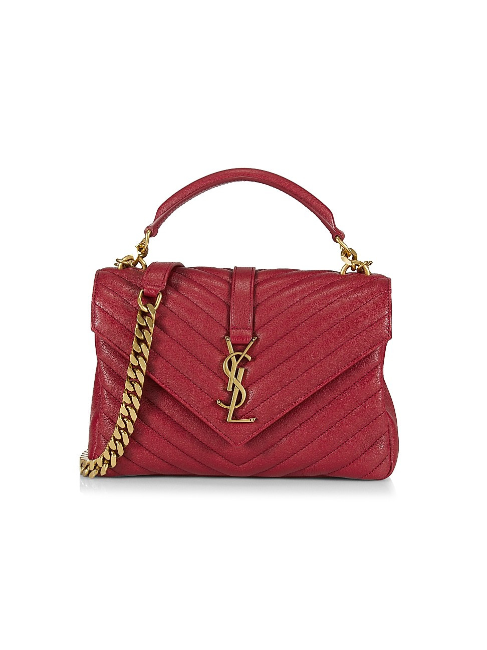 Saint Laurent Women's Collège Matelassé Leather Bag - Opium Red | Saks Fifth Avenue