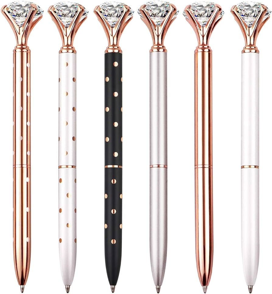 JOANCÉE 6 PCS Diamond Pen With Big Crystal Bling Metal Ballpoint Pen, Office Supplies And School... | Amazon (US)