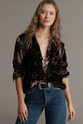 The Hadley Velvet Relaxed Buttondown Shirt by Pilcro | Anthropologie (US)