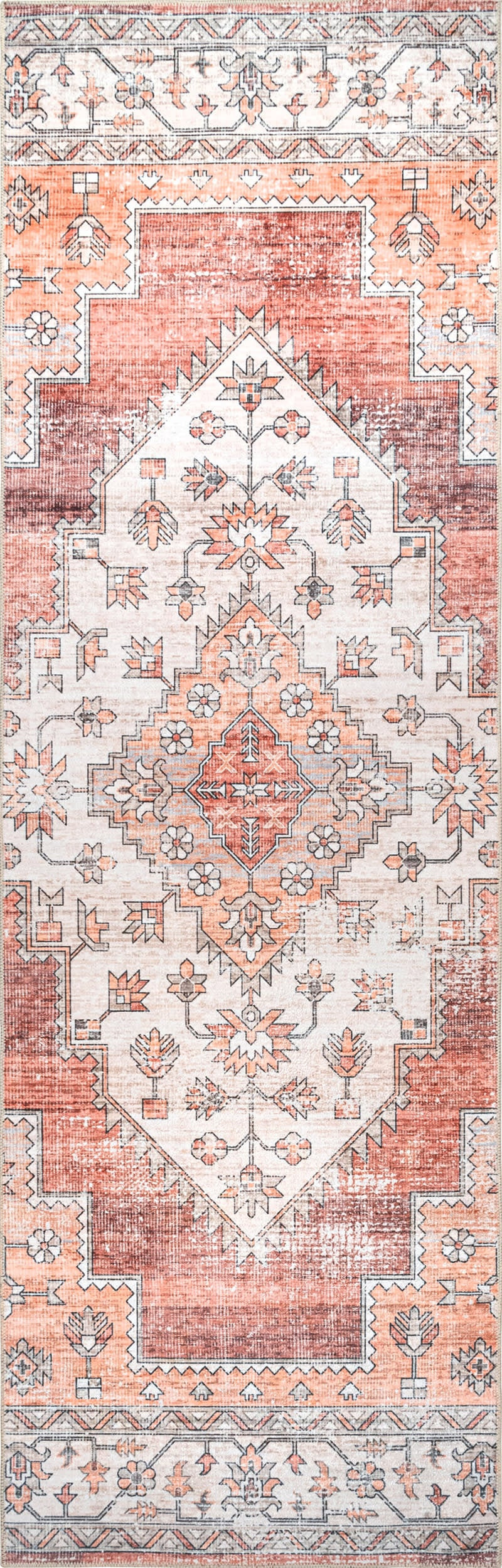 Rust Maria Oasis Medallion Washable 2' 6"" x 8' rug | Rugs USA