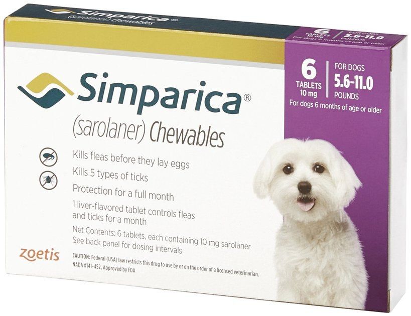 Simparica Chewable Tablets for Dogs, 5.6-11 lbs (Purple Box) | Chewy.com
