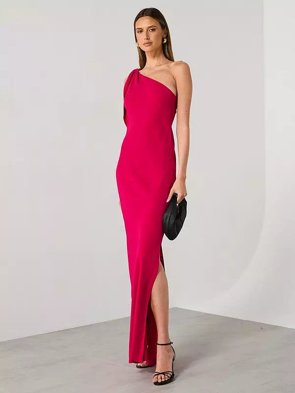 Mango Asymmetrical Dress With Knot Strap - Red | Very (UK)