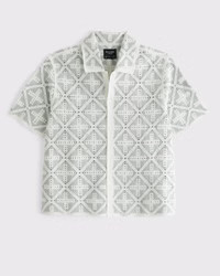 Crochet-Style Diamond Button-Through Sweater Polo | Abercrombie & Fitch (US)