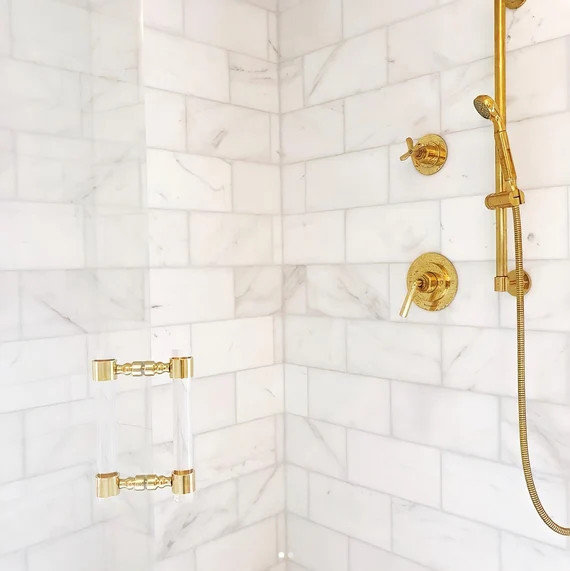 Lucite Shower Door Handles polished Brass Satin Brass  | Etsy | Etsy (US)