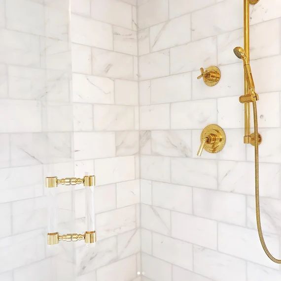 Lucite Shower Door Handles polished Brass Satin Brass  | Etsy | Etsy (US)