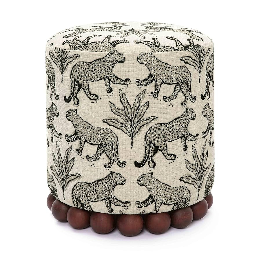 Tov Furniture Dex Taupe Leopard Jacquard Ottoman | Amazon (US)