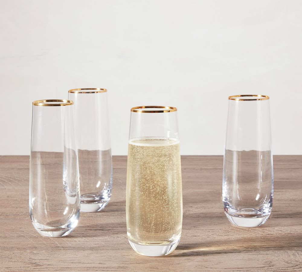 Gold Rim Stemless Flutes, Set of 4 | Pottery Barn (US)
