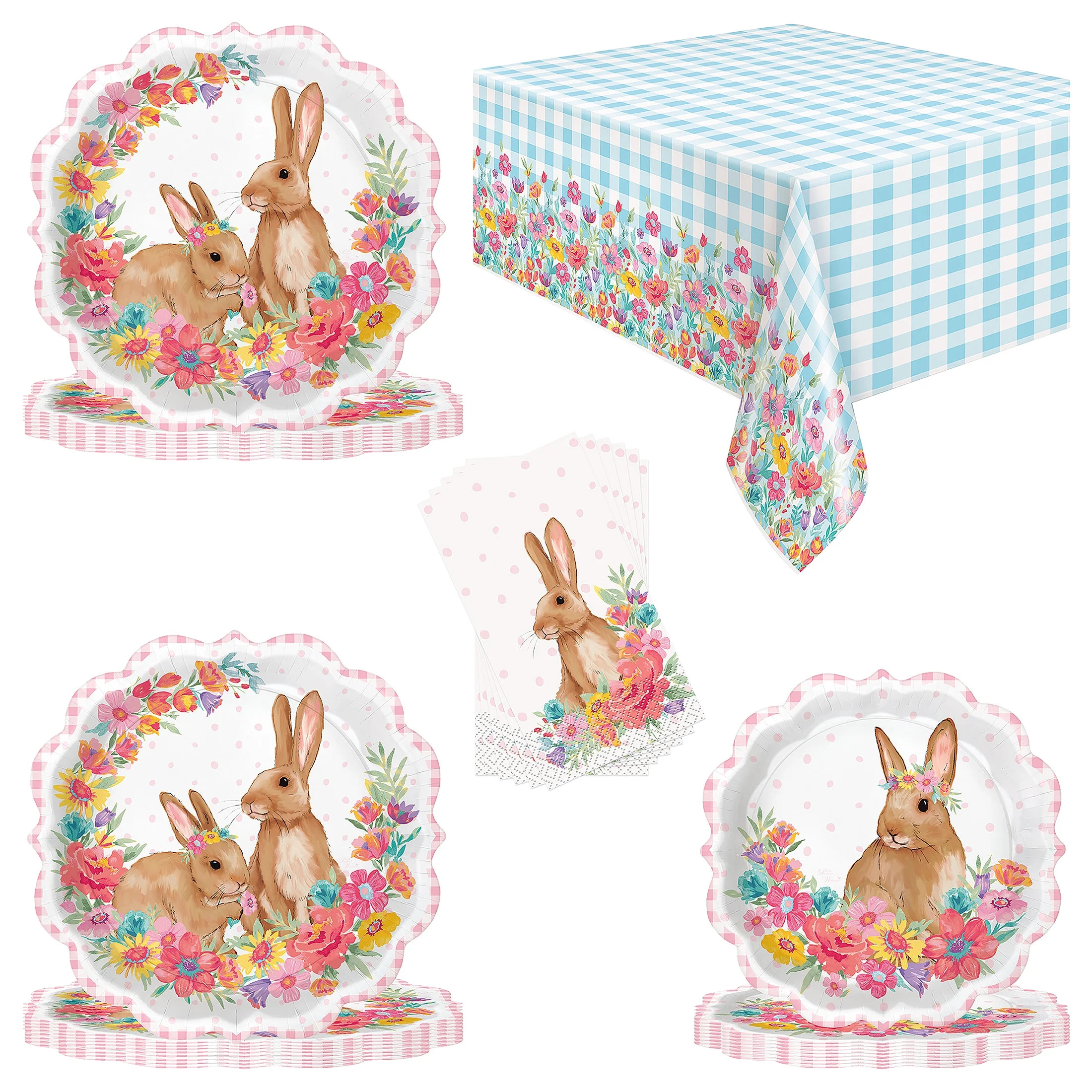 The Pioneer Woman Multi Color Blooming Easter Bunny Tableware Kit for 16 Guests | Walmart (US)