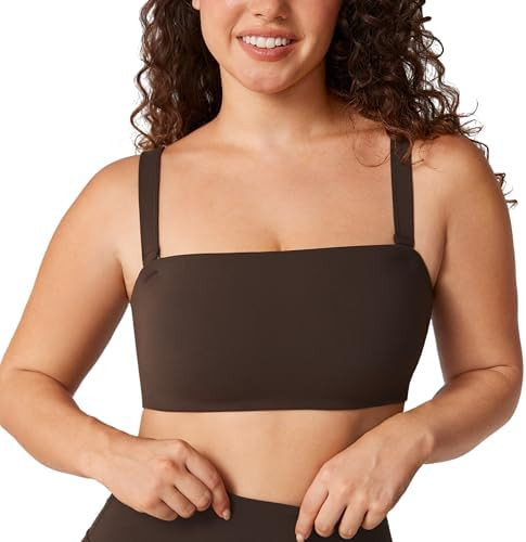 Hugcurve Women's Convertible Sports Bra Bandeau Strapless Tube Top Padded Wireless Yoga Workout | Amazon (US)