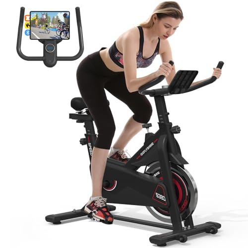 GOFLYSHINE Exercise Bike, Stationary Bike Stationary Indoor Cycling Bike for Home Cardio Gym 300lbs Weight Capacity, Workout Bike with Heavy Flywheel, Seat Cushion, LCD Monitor, Optoelectronic Heart Rate Monitoring, Heavy Duty Steel Frame,Silent Belt Drive | Amazon (US)